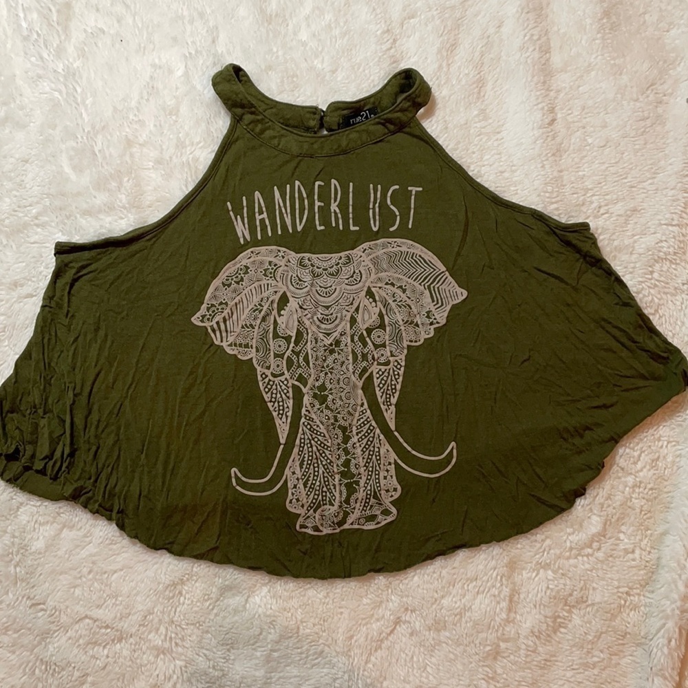 Olive Green Rue21 Wanderlust Top